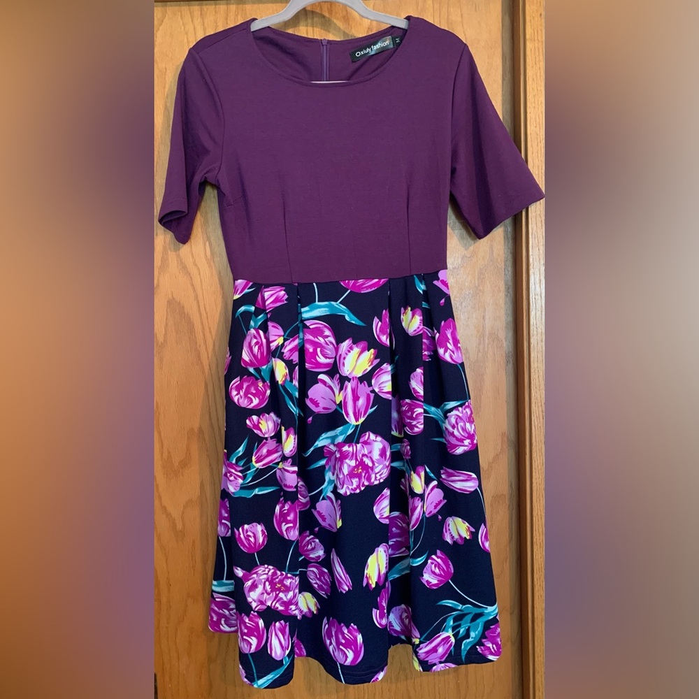 Purple Tulip Fit and Flare Midi Dress